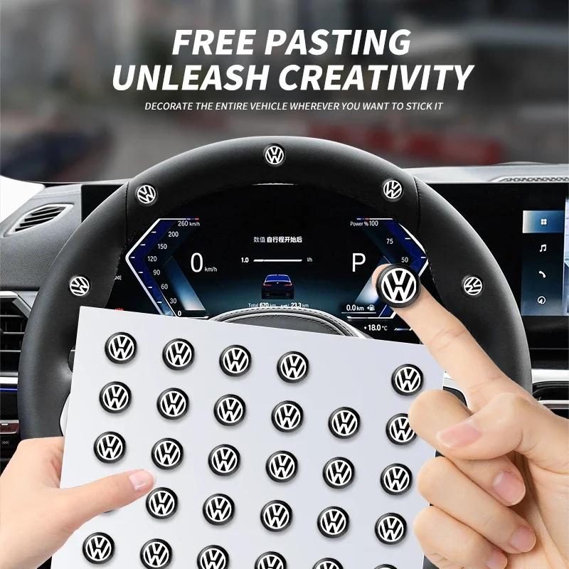 3D Car Interior Decorative Stickers Key Badge Steering Wheel Decoration Stickers For Volkswagen VW Golf Polo Passat Tiguan Rline