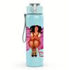 1PC Pink Butterfly Lady Retro Fashion Print 750ml Portable Sports Water Bottle Leakproof Gym Outdoor Travel Drink Cup