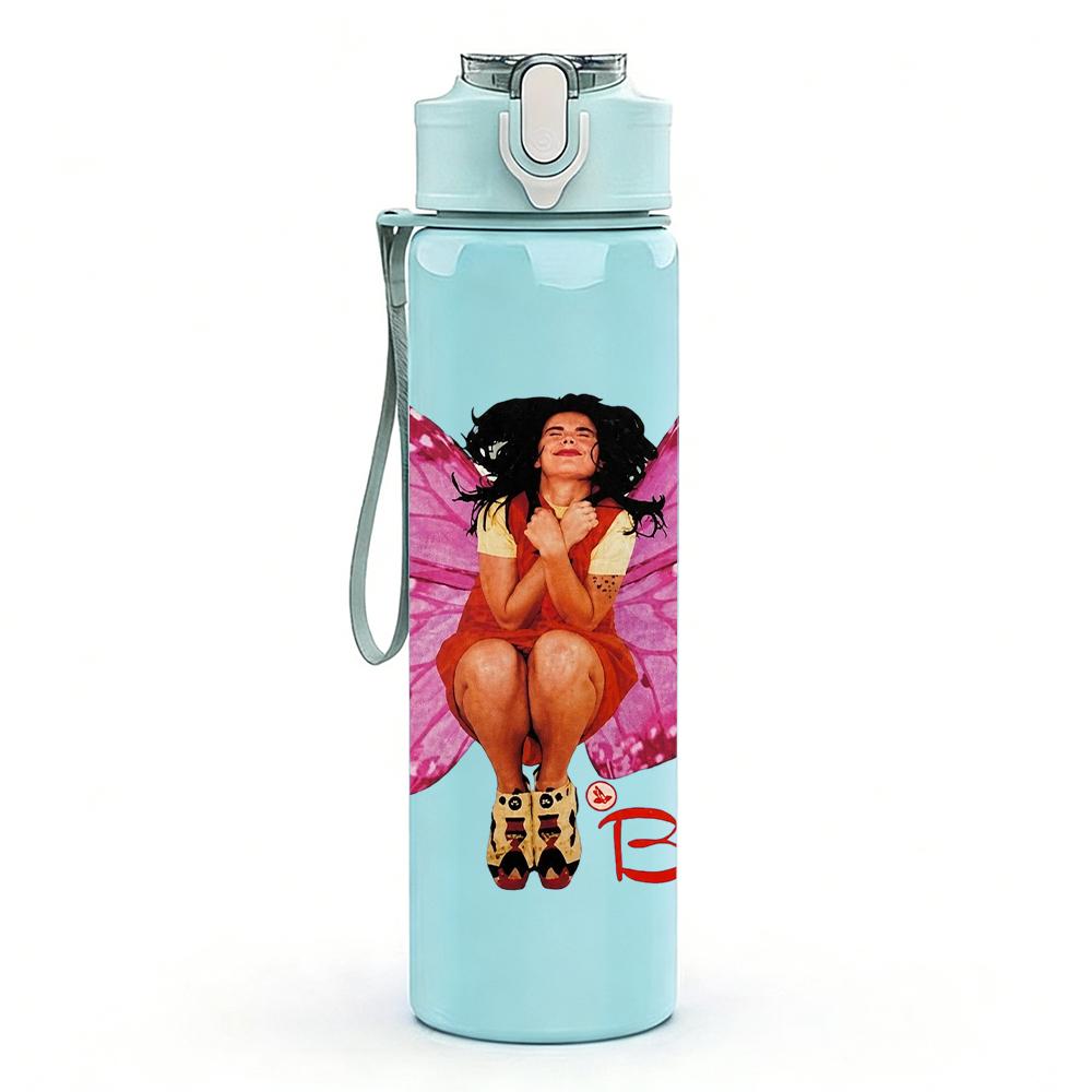 1PC Pink Butterfly Lady Retro Fashion Print 750ml Portable Sports Water Bottle Leakproof Gym Outdoor Travel Drink Cup