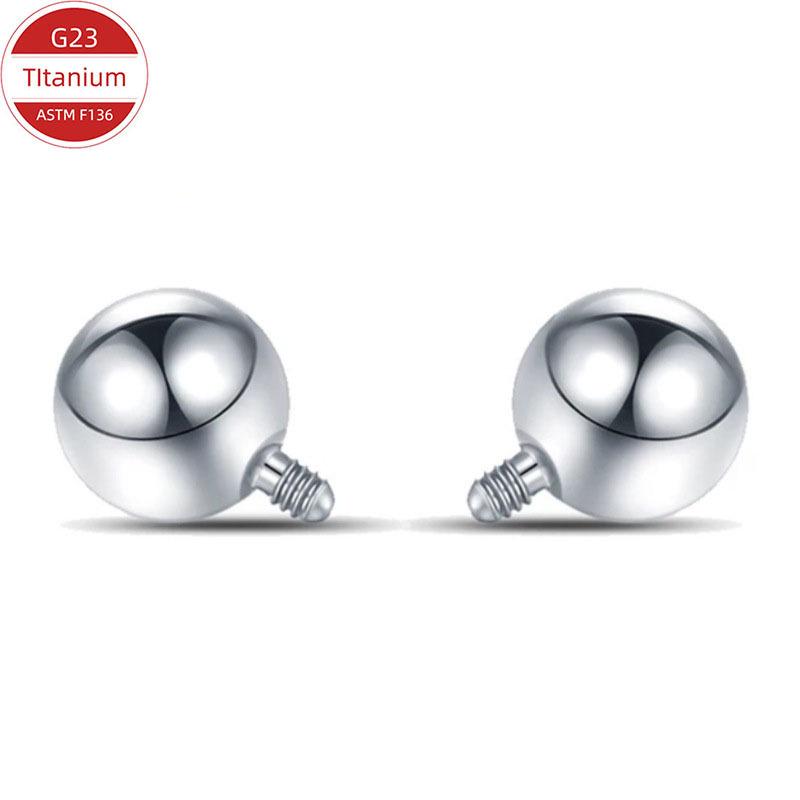 F136 Titanium Alloy Round Ball Stud Earrings for Cartilage, Lip, Tongue, and Eyebrow with External Thread Replacement Ball Accessories