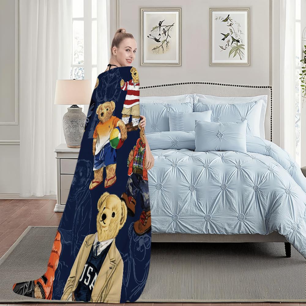 Modische B-Bären Niedliche Decke Plüsch Nickerchen Sofa Teppich für P-POLO-S Wohnzimmer Warmes Büro Schlafzimmer Geburtstag Zuhause Reise Kinder Geschenke