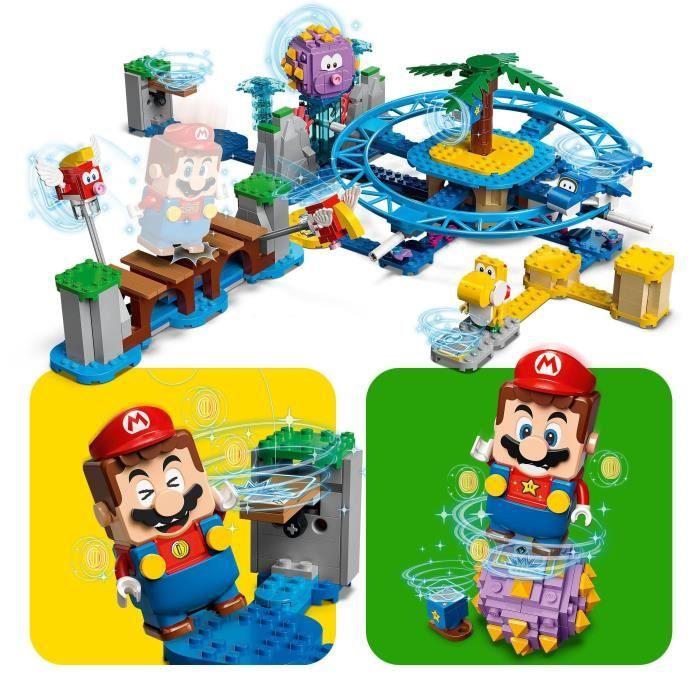 LEGO® 71400 Super Mario Set d’Extension La Plage Du Maxi-Oursin, avec Figurines Yoshi, Dauphin, Jouet Enfants +7 Ans
