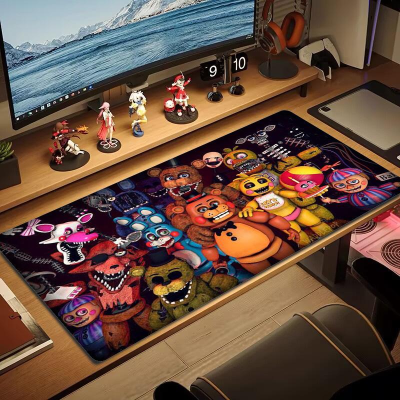 FNAF Farb-Mauspad Großes Gaming-Tischkissen Rutschfestes Laptop-Tablet Großes Mauspads XXL Matte Mini-PC Spielmatte Mit Verriegeltem Rand