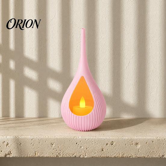 Small Space Candle Holder Compact Size Candlestick, Vertical Grain Texture Holder, Water Drop Shape Modern Decorative Candlestick 3D Printed