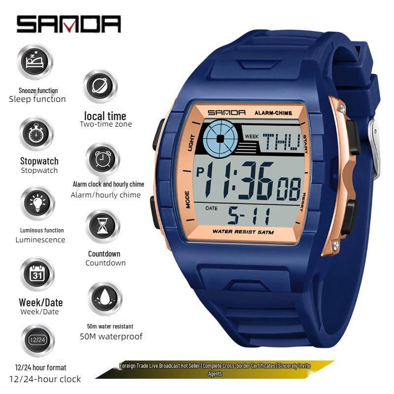 SANDA Multi-Functional Big Dial Watch with Alarm, Snooze, Countdown for Junior & Senior High School Students