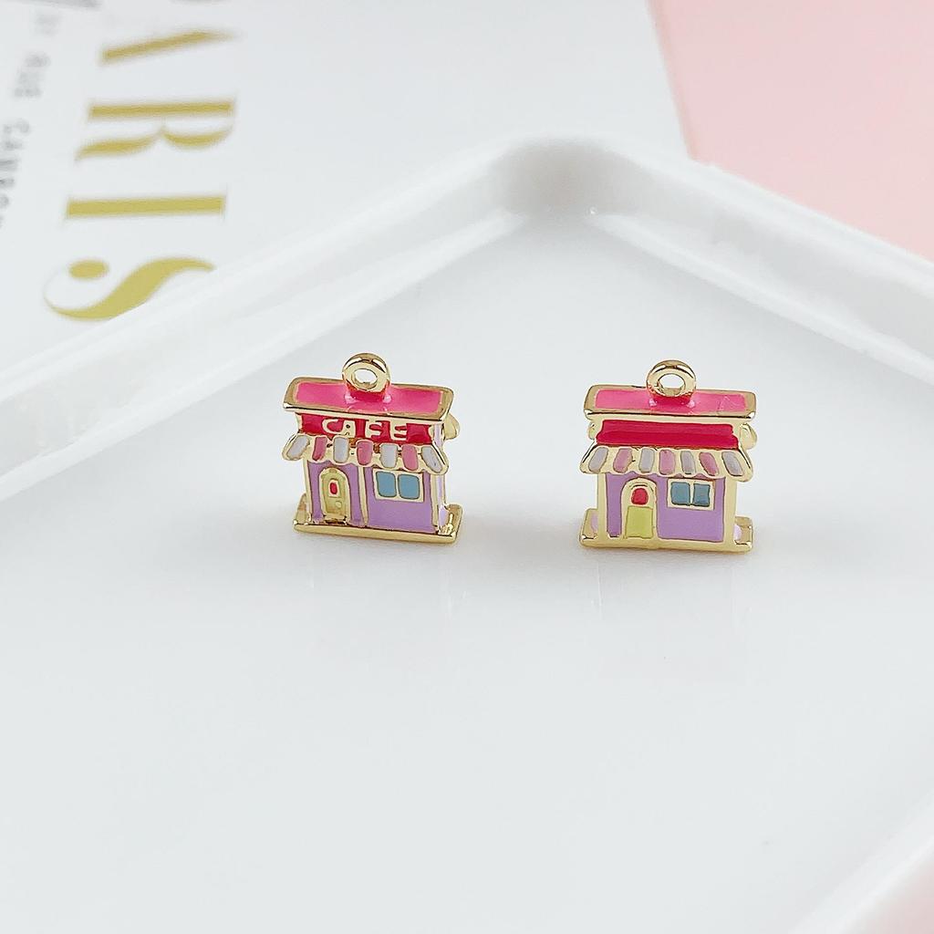 Colorful 3D Coffee Shop Stool Pendant for DIY Handmade Jewelry Accessory