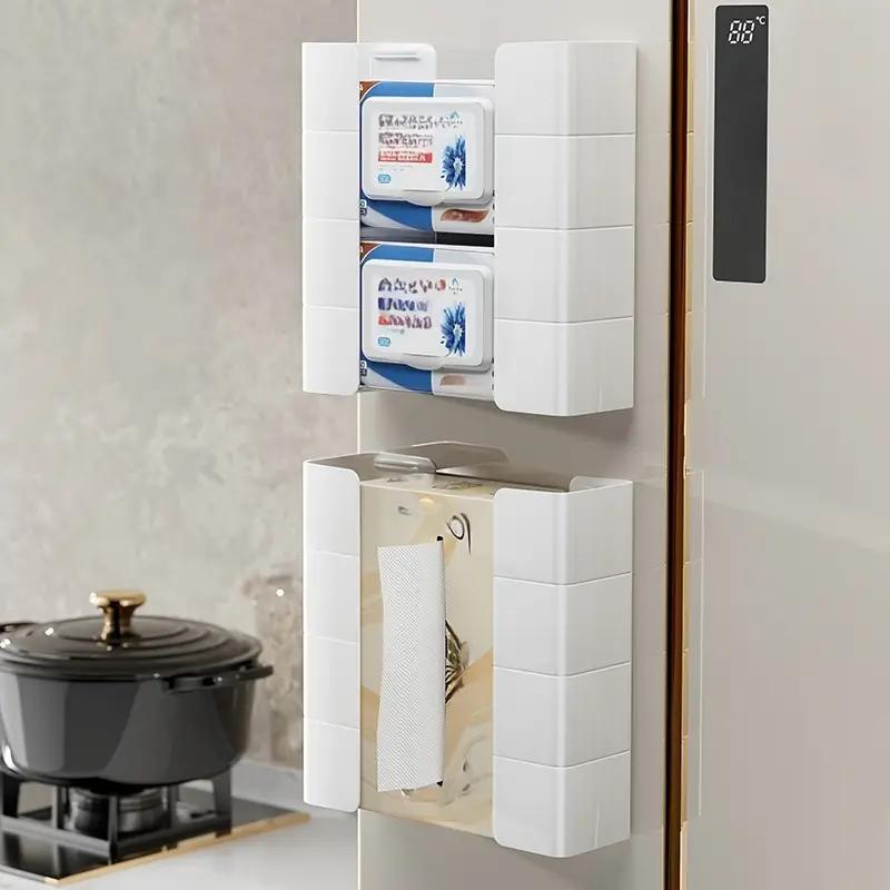 Magnetic Tissue Box Kitchen Wet Wipes Storage Box Split Wall Mounted Refrigerator Wet Wipes Storage Rack Paper Box Tissue Holder
