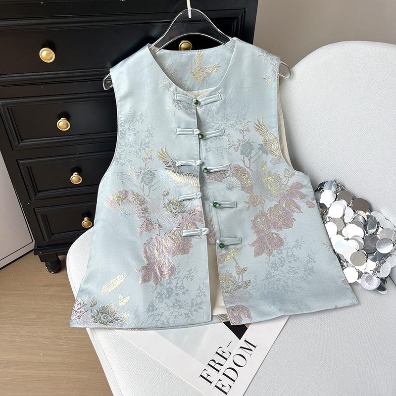 

Женская одежда высокого класса популярна в этом году, женские модели жилетов с синей пряжкой, новые модели 2025 года XXXL [Recommended 138-75kg] синий