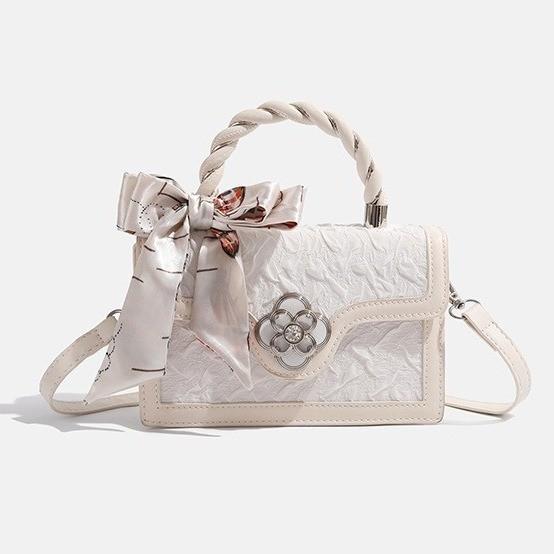 Ielgy Small Square Bag Niche Design High-End Bow Crossbody Bag