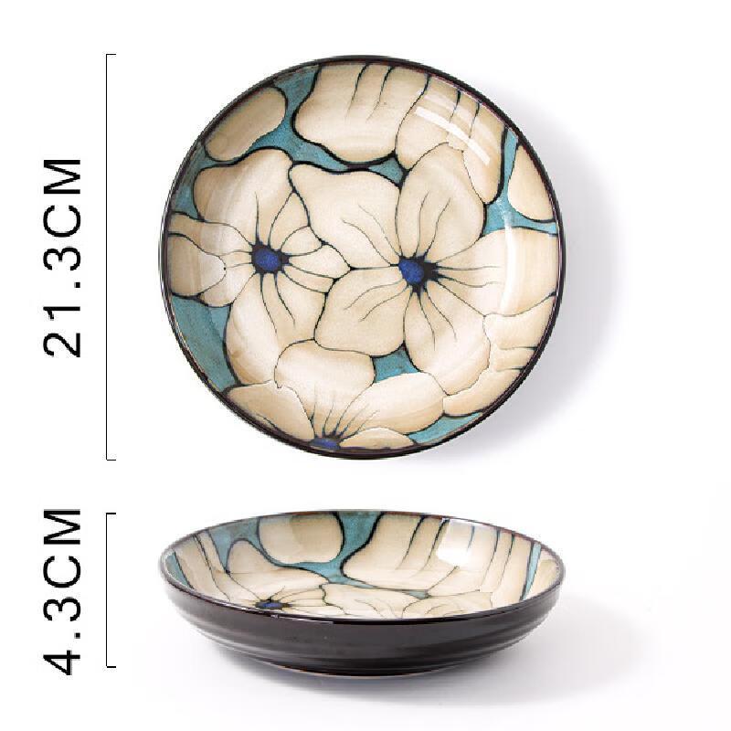 Qinkai Kiln Glaze Hand-Painted Ceramic Deep Plate