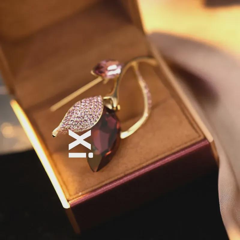 European Korean Style Crystal Tulip Brooch - Exquisite Accessory Pin