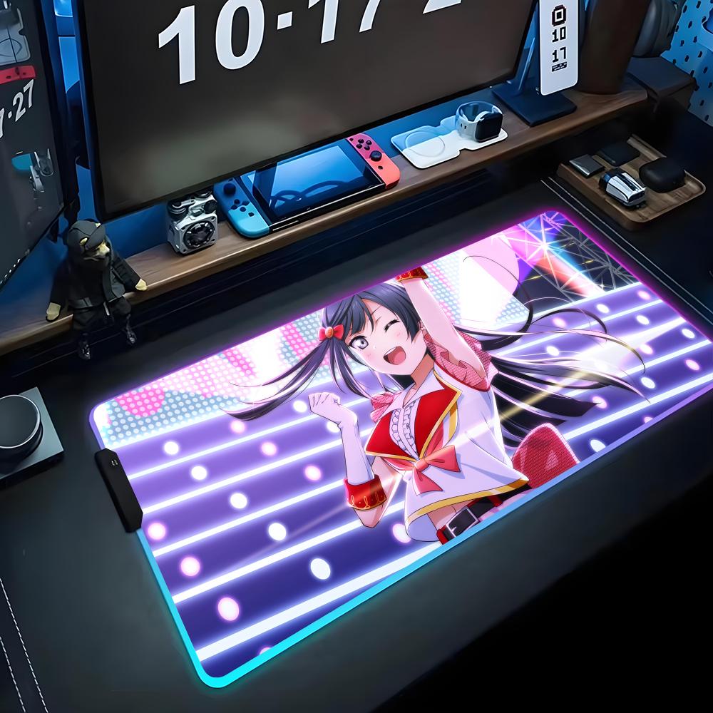 Setsuna yuki Mauspads RGB Gaming-Mauspad Großes LED-Pad PC-Schreibtischunterlage Leuchtendes Mauspads Große Tastaturmatten Tischteppich Mit Hintergrundbeleuchtung