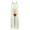 Women's Valentine's Day Printed Casual Loose Retro Cotton Linen Overalls With Pockets