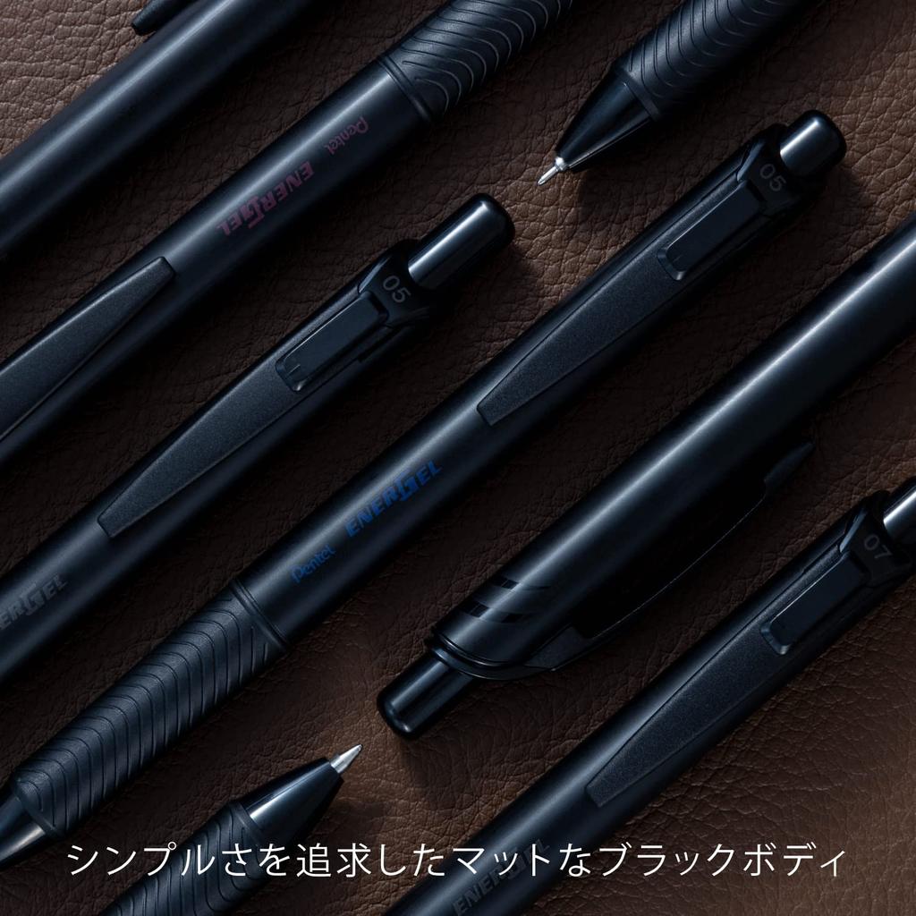 Pentel Energel Gel Ink Ballpoint Limited Edition Black Black Set Pen, Colors, 0.7mm, Barrel, BL77A-6, 6-Color