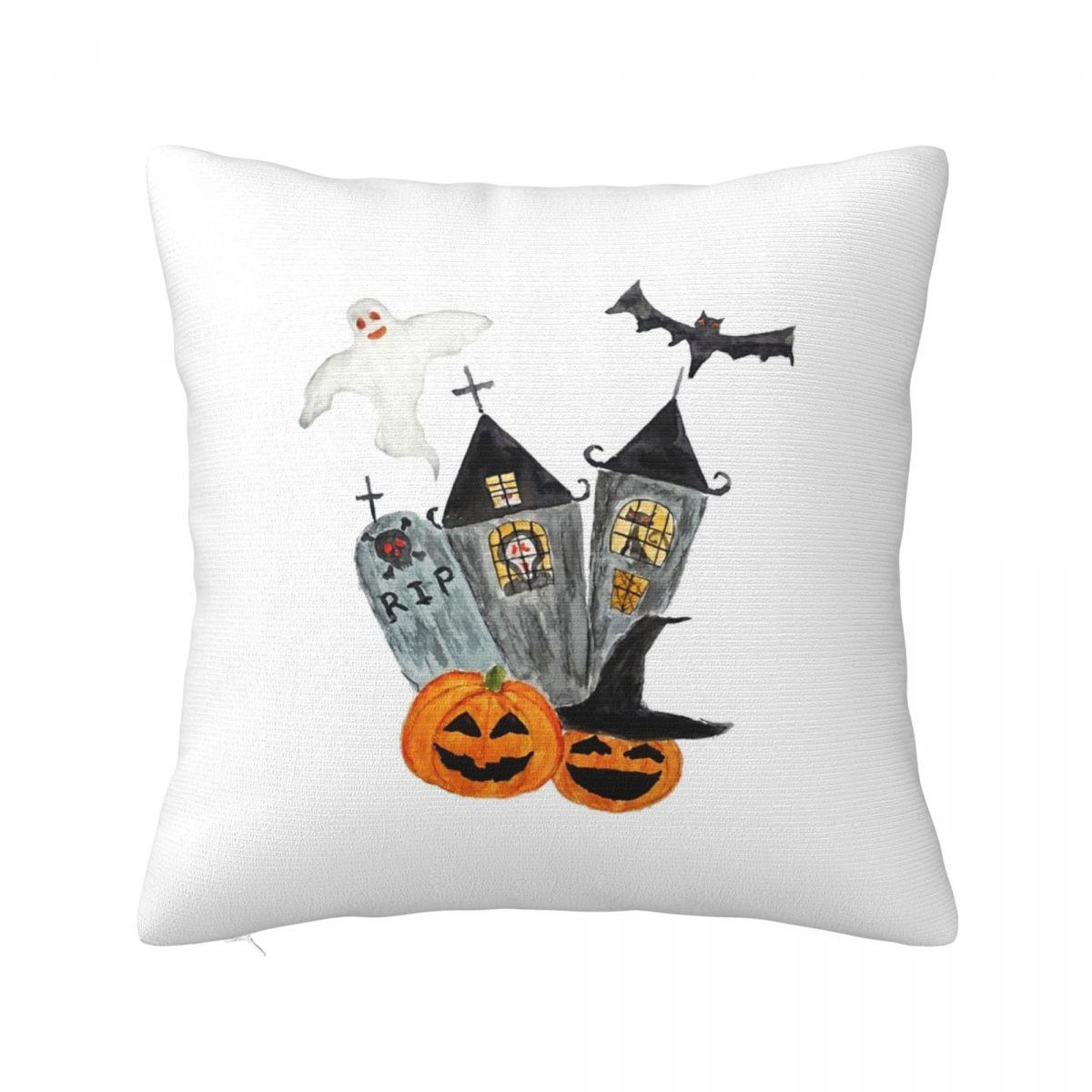 Хэллоуин Тыква Дом с Привидениями Призрак Квадратная Наволочка Чехол для Подушки Наволочка Чехол для Декоративной Подушки для Дома Дивана Гостиной 12x12Inch