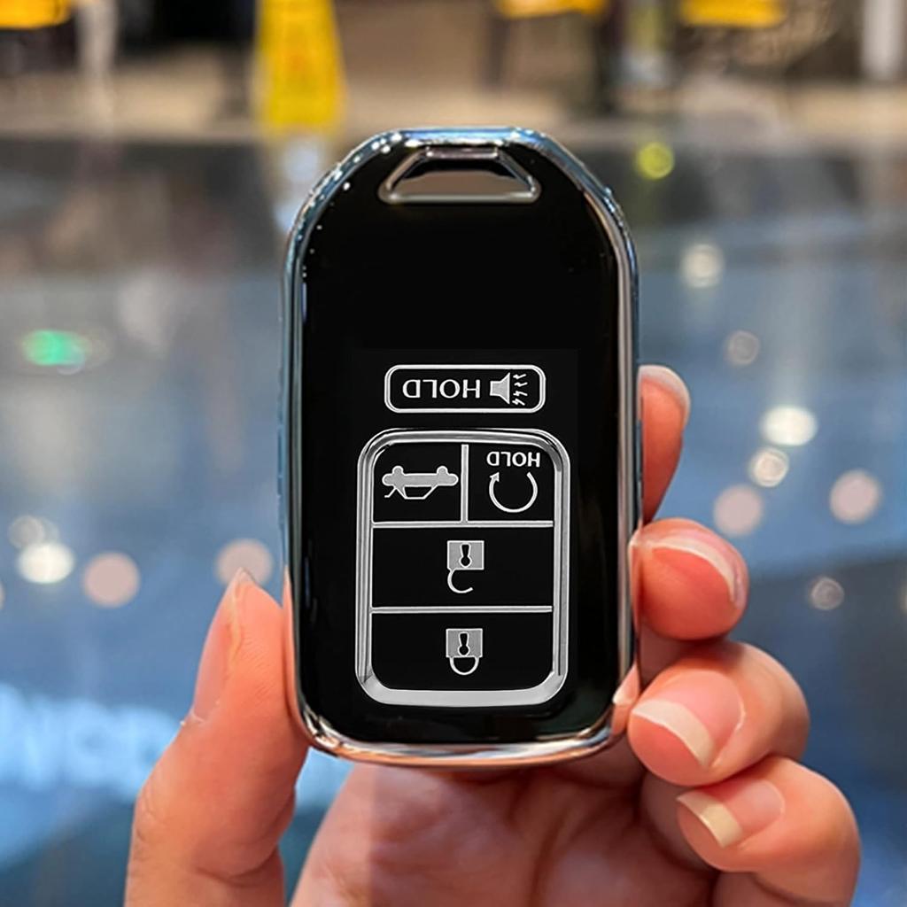 Key Fob Cover - Soft TPU Holder for Accord Civic CRV Pilot Odyssey Smart Key Keyless Remote Black