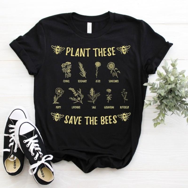 Plant These Save The Bees Beekeeper Gifts Keeper Lover High Quality Cotton Regular Short Sleeve Unisex Crewneck Shortsleev