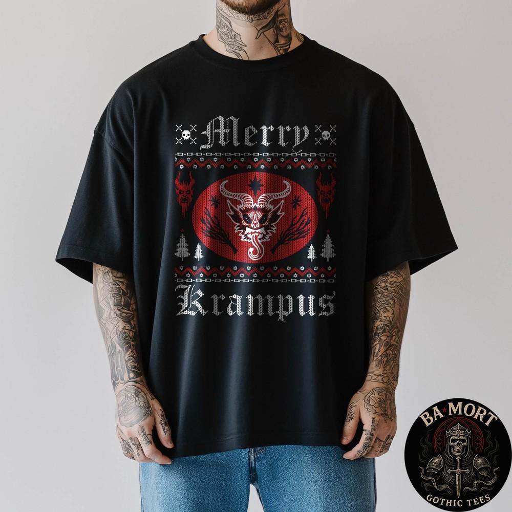Merry Krampus Christmas Xmas Horror Ugly Sweater Evil Pajama TShirt Unisex T-Shirt S