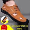 Men's 2025 Summer Soft Leather Non-Slip Closed-Toe Sandals for Beach & Driving