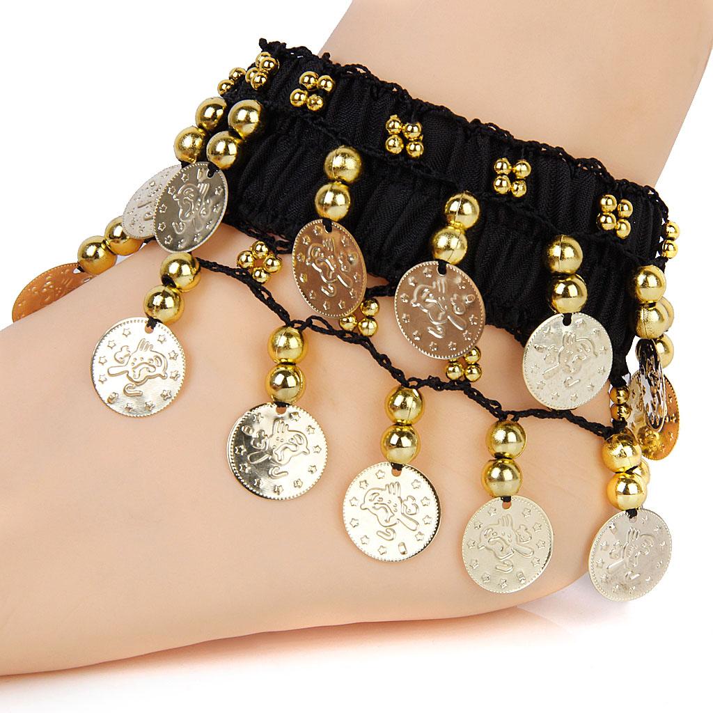 Belly Dance Dancing Anklet Waist Bracelet Cuff Chain Coins Beads Jewelry