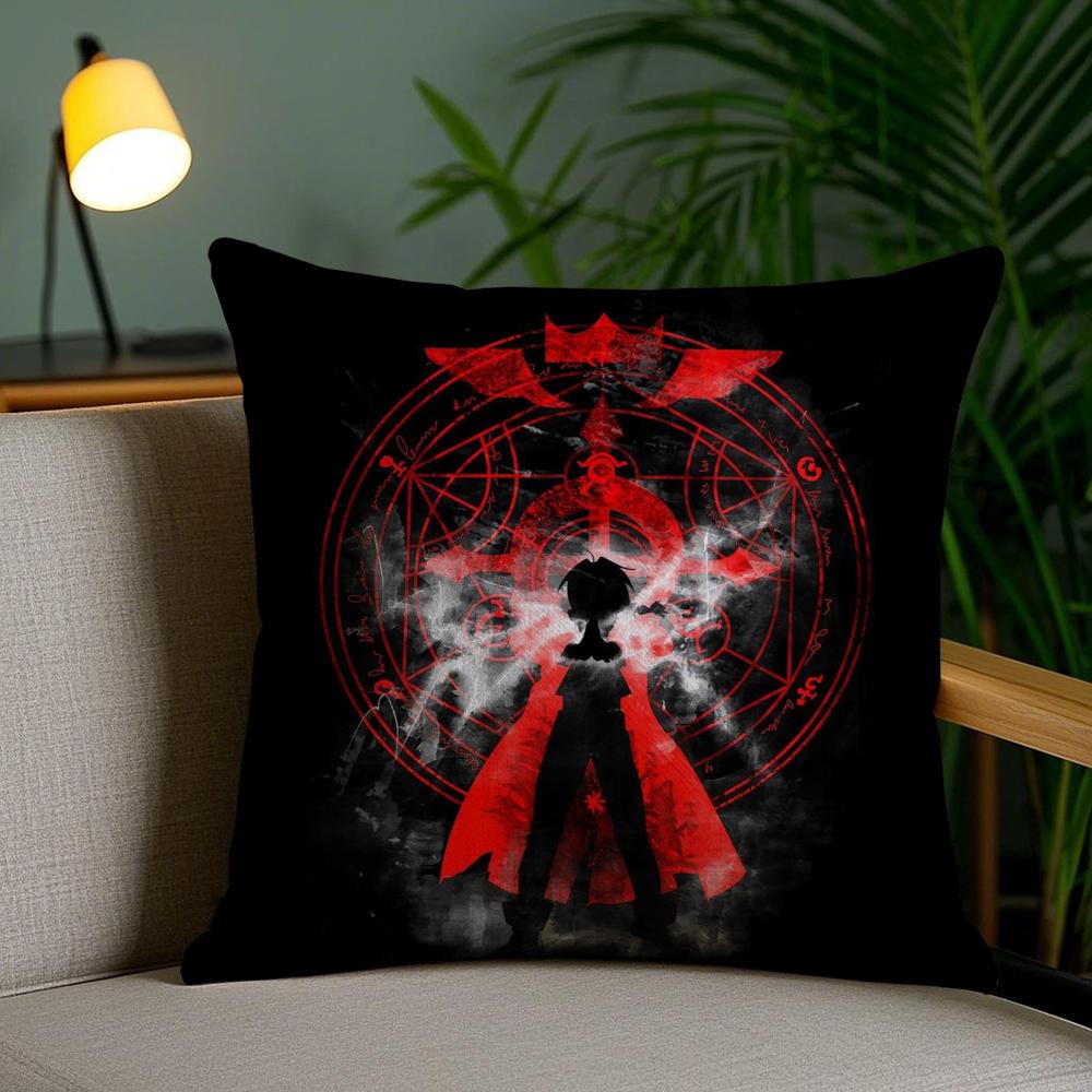 F-Fullmetal A-Alchemist Cushion Cover Soft Short Plush Double-Sided Printing Home Decor Machine Washable Pillow Case Gift