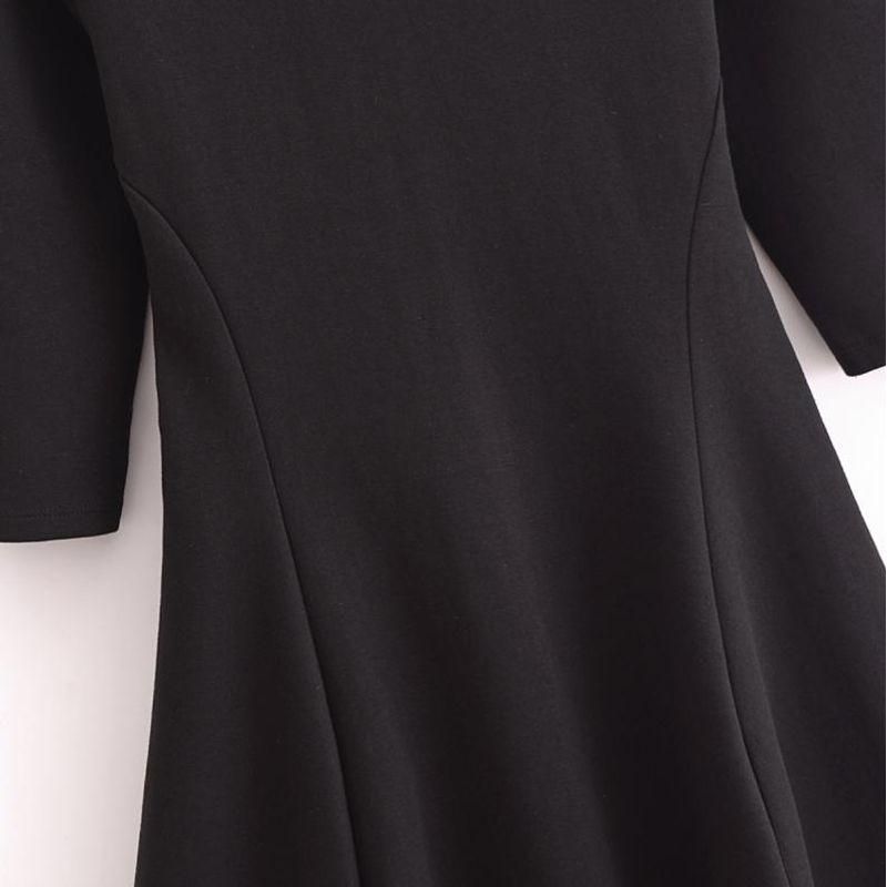 Kaslead New Arrival Women's Clothing Fashion Style Fashion Pure Color Stretch Crew Neck Long Sleeves Length Dress 3641861