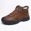 Men's Winter Velvet Thick Boots, Outdoor High Top Snow Boots, Casual Waterproof Shoes, New Lace Up Men's Cotton Shoes, Botas