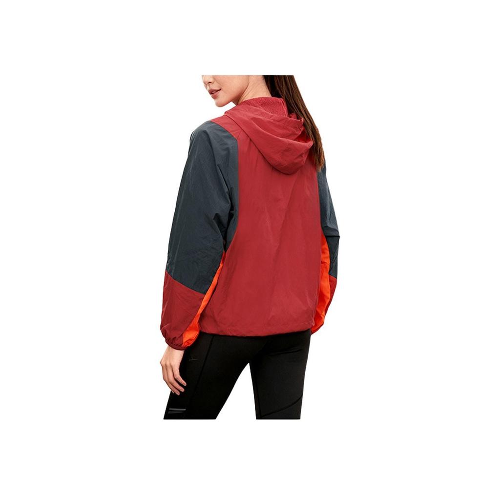 Under Armour Color Block Woven Half-Zip Hooded Training Sweatshirt Women Sweatshirt Red 1376920-638