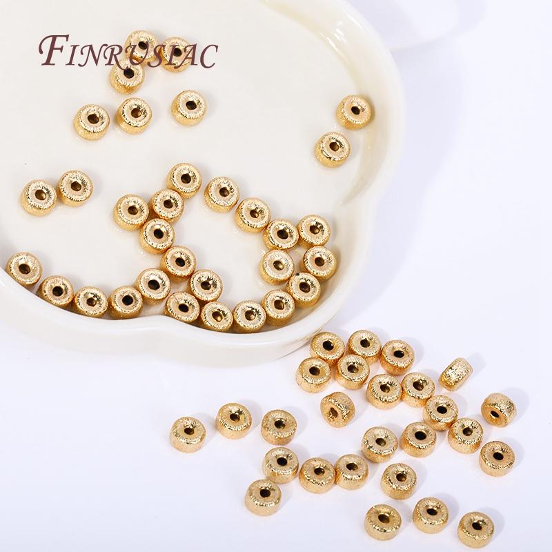 6X4MM 18K Gold Plated Brass Frosted Wheel Spacer Beads Bracelet Beads Separator Beads Jewelry Making DIY Findings Accessories