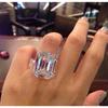 Bold Princess Cut Zircon Ring for Women Luxury European Inlaid Engagement Jewelry Statement Finger Ring