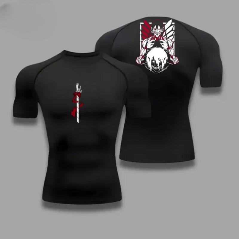 ErenYeager Oblečení Fitness Kompresní Běžecké Tričko Pánské Topy Netopýří Potisk Pánské Rychleschnoucí Posilovna Sportovní Oblečení Dresové Tričko pro Muže