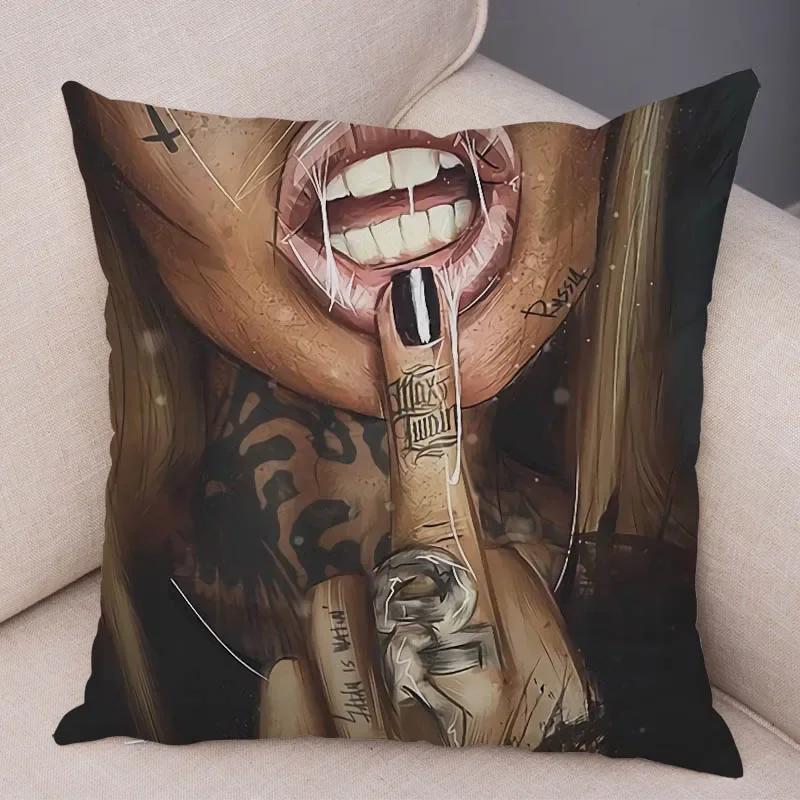 Bedroom Living Room Pillowcase Dark Gothic Tattoo Sexy Beautiful Girl Decorative Cushion Cover Sofa Car