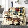Vintage Cartoon Donkey Dog Cat Rooster Print Flannel Blanket Classic Fairy Tale Character Soft Throw Blanket Kids Bedroom Decor