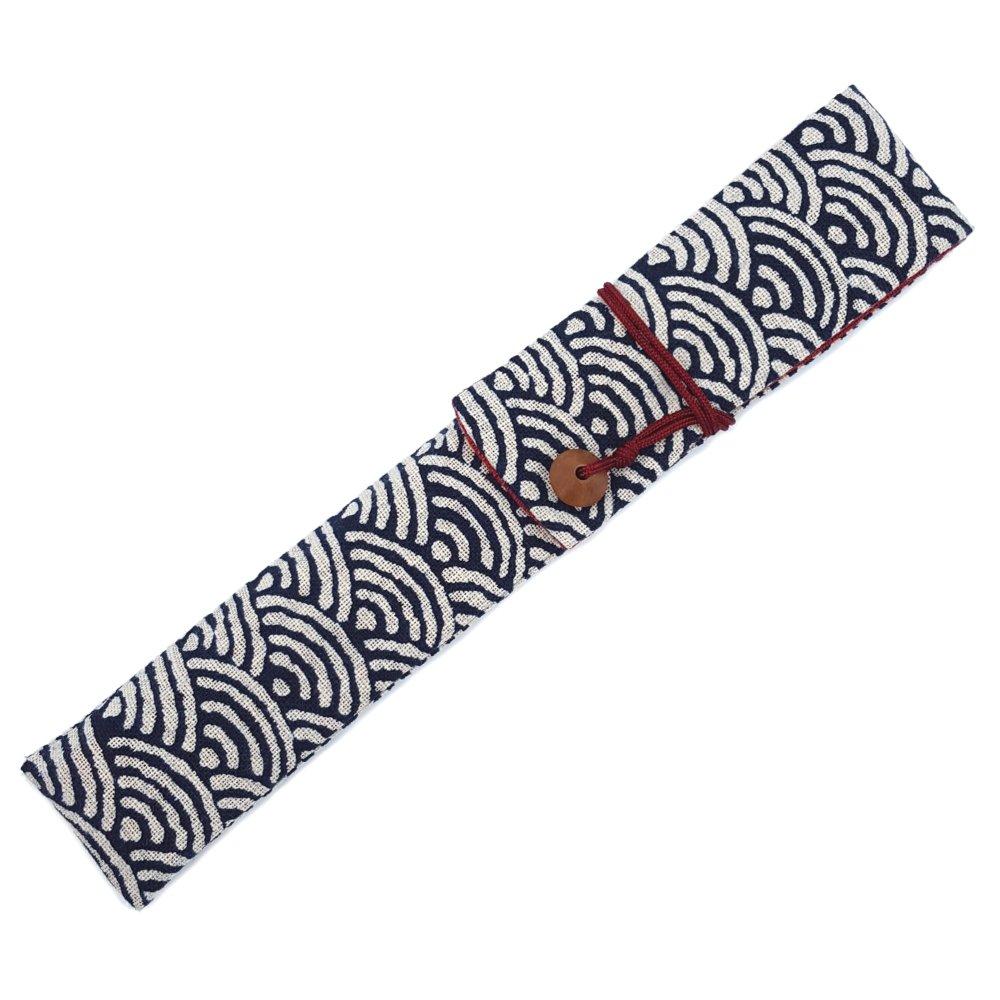 Handmade Workshop FUJITA Folding Fan Case with Seigaiha Pattern in Also great as a chopstick Folding Fan Folding Fan Chopstick Japanese Japanese Style