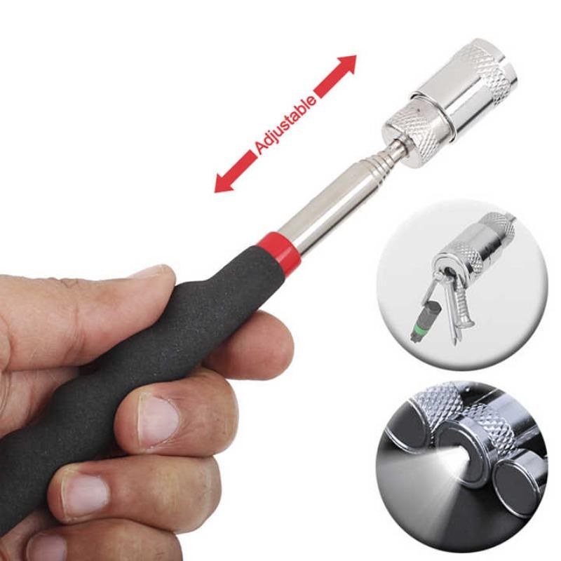 Metal 25810LB Pickup Stick Portable Metal Suction Stick Retractable Magnetic Pickup Auto Repair Tool with Light Magnetic Rod