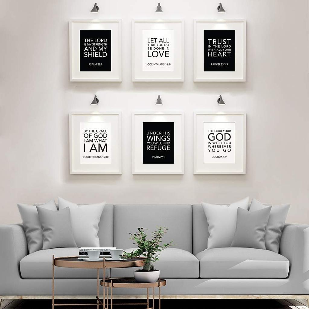 Andaz Press Black White Christian Bible Quotes Wall Art Poster Home Decor, 8.5x11-inch, Formal, Trust in The Lord with All Your Heart Proverbs 3:5,