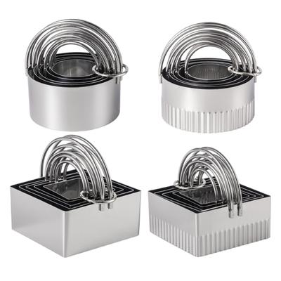 5Pcs Stainless Steel Baking Rings With Handle For Cookie Cake Biscuits Dough Cutting Dishwasher Safe Kitchen Tool