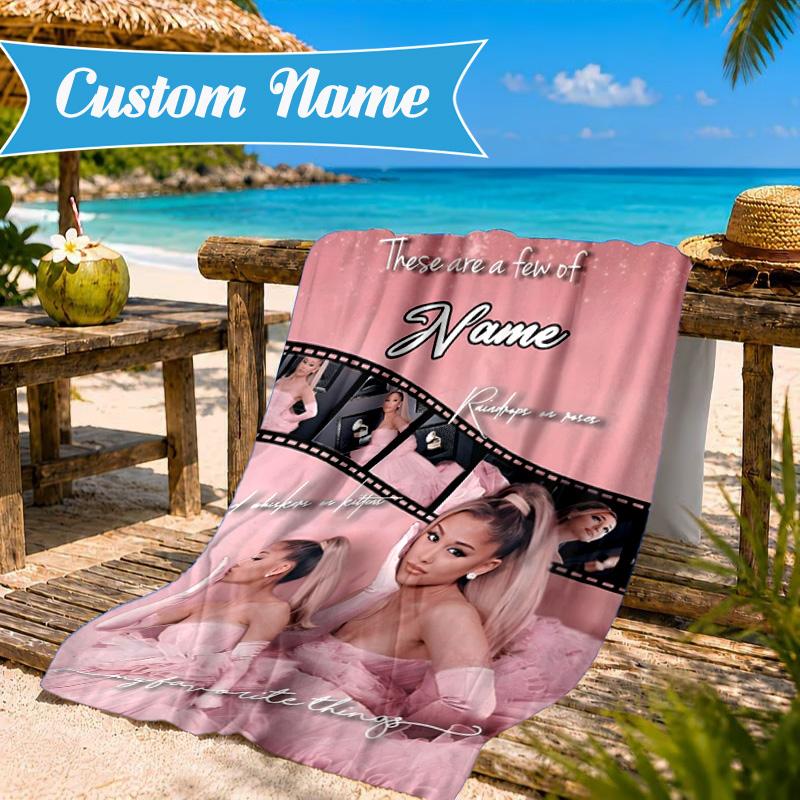 Custom Name Artistic Ariana Heart In Space Adventure Microfiber Beach Towel, Lightweight for Summer Travel, Swimming Pool Fan Gift