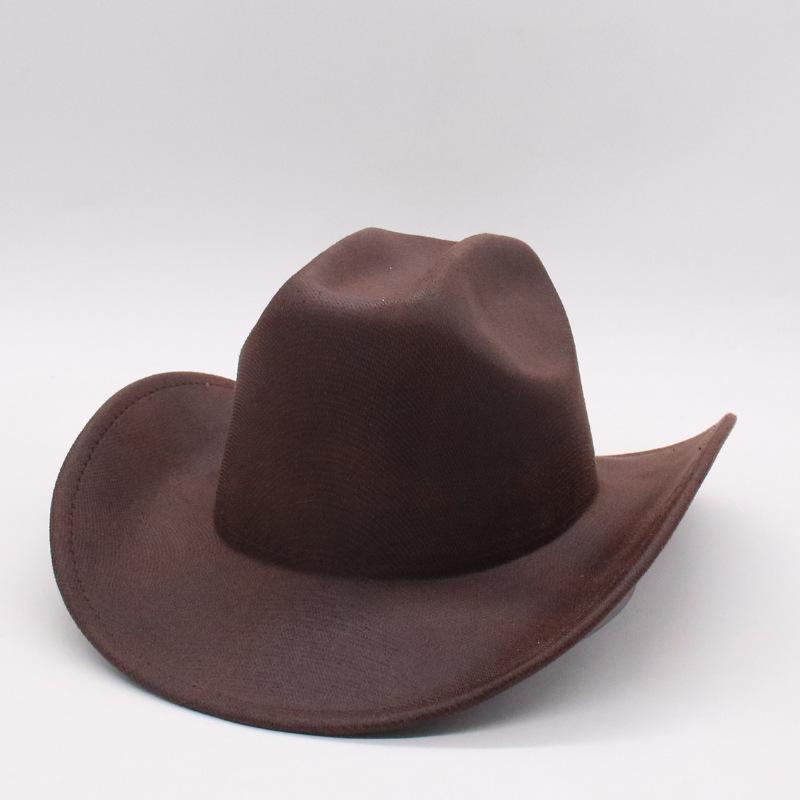 New Cowboy Top Hat, European And American Punk Style Big Edge Hat, Men'S And Women'S One-Word Riding Hat, Western Cowboy Roll-Brim Hat