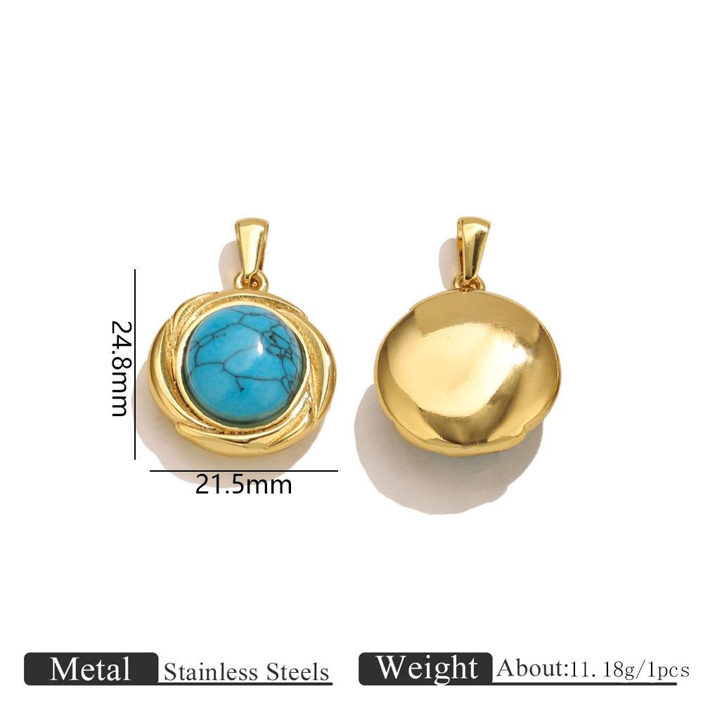 2Pcs DIY Stainless Steel Natural Stone Pendant for Necklace Earrings Pendant DIY Jewelry Making Accessories