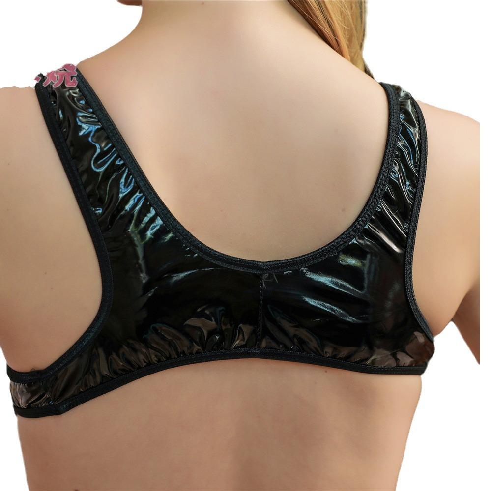 Sex Underwear Sexy Patent Leather Temptation Vest One-Piece Halter Swimsuit Dead Pants Water Nightclub Performance Suit