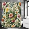 Spring Flower and Leaf Plant Shower Curtain, Bathroom Decorative Shower Curtain, Waterproof Shower Curtain with Hooks