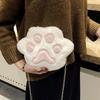 Modă Femei Geantă de mână crossbody moale din blană artificială cu formă de labă de urs, pufoasă, mini, cu lanț de umăr, geantă messenger, geantă mică cu labă de urs