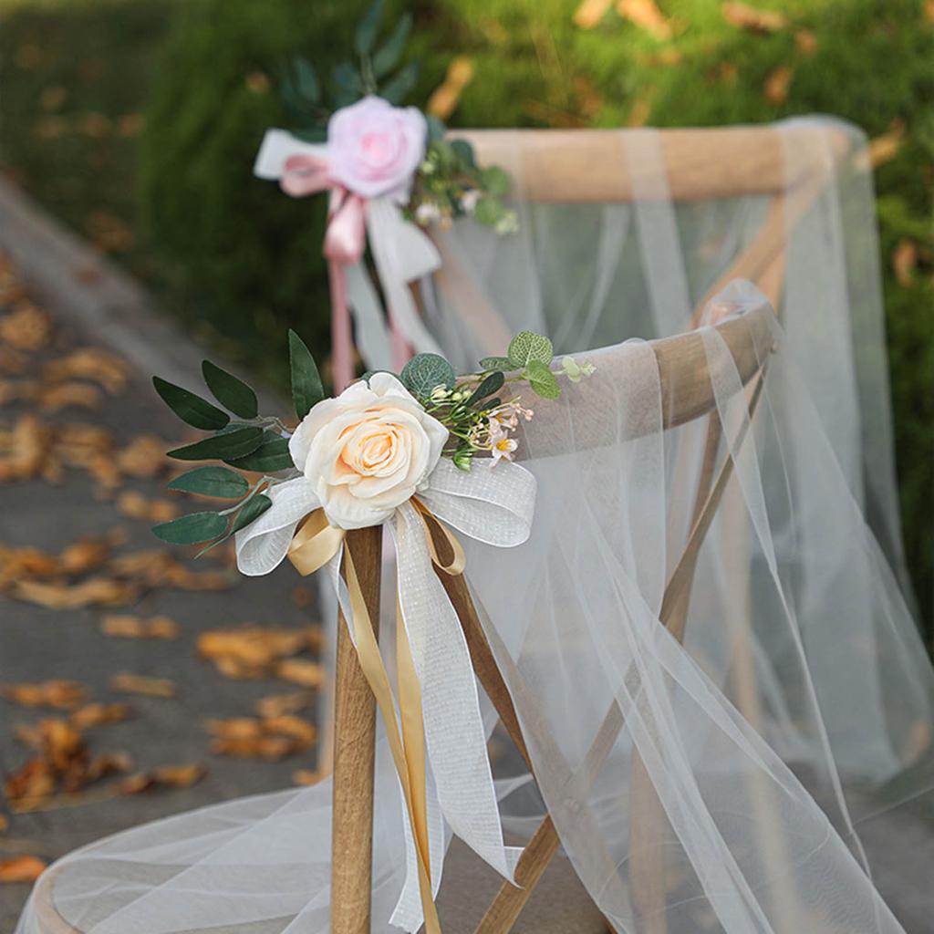 Künstliche Simulierte Rosen Stuhllehne Blume Mehrfarbig Für Outdoor Hochzeitsfeier Veranstaltungsort Dekoration Ästhetische Dekorative