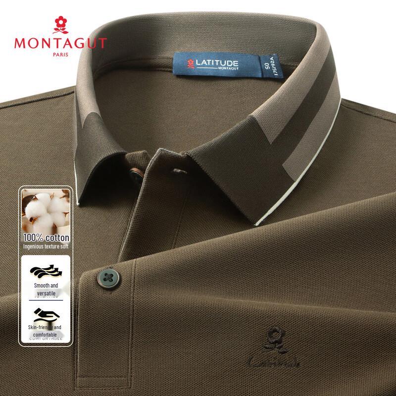 MONTAGUT Men s 100% Cotton Long Sleeve Polo Shirt 52