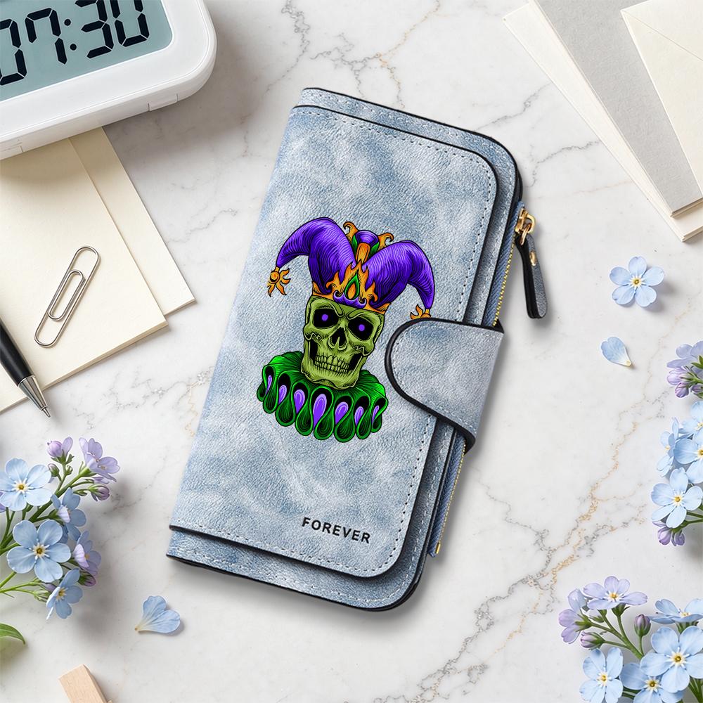 Gothic Clown Skull Purse Multifunctional Long Wallet