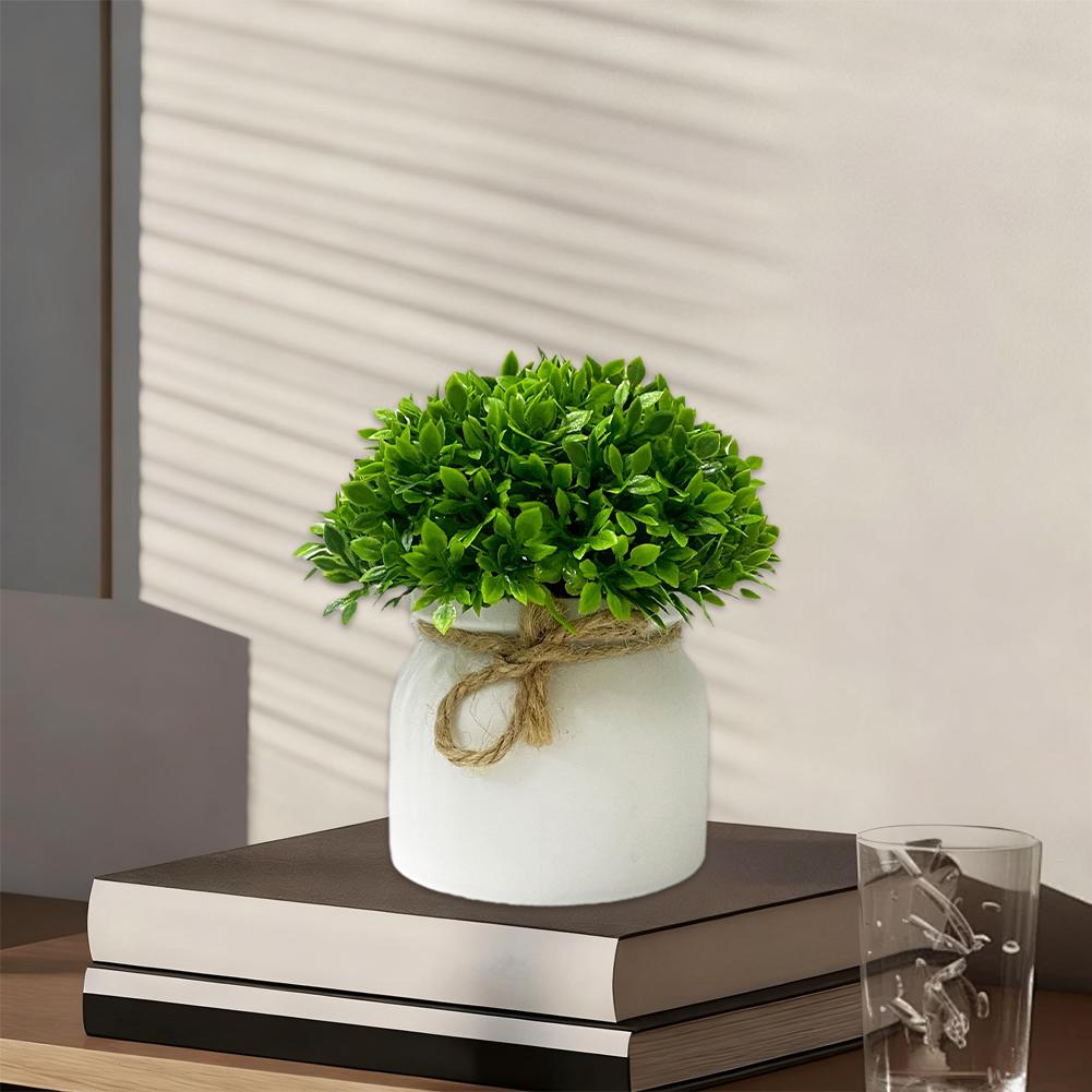 Artificial Plants in Hemisphere Pot Mini Potted Green Plants for Home Desk Decoration Indoor Outdoor Decor B2U3