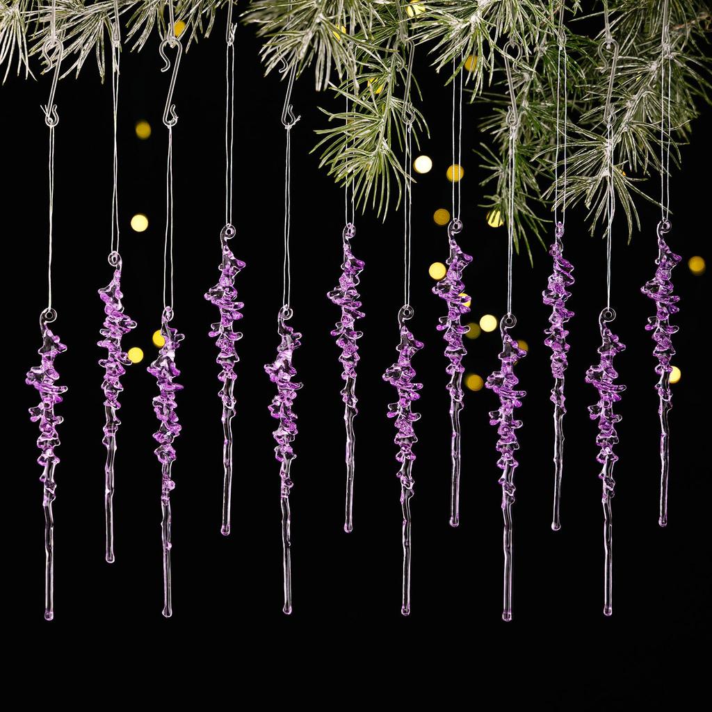 Haobei 12PCS Acrylic Icicle Christmas Ornaments