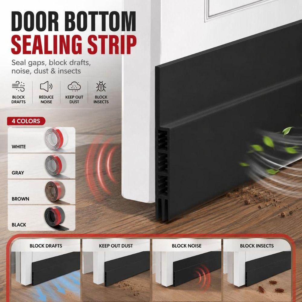 Self-adhesive Door Bottom Sealing Strip Silicone Door Draft Stopper Draught Excluder  Dorm