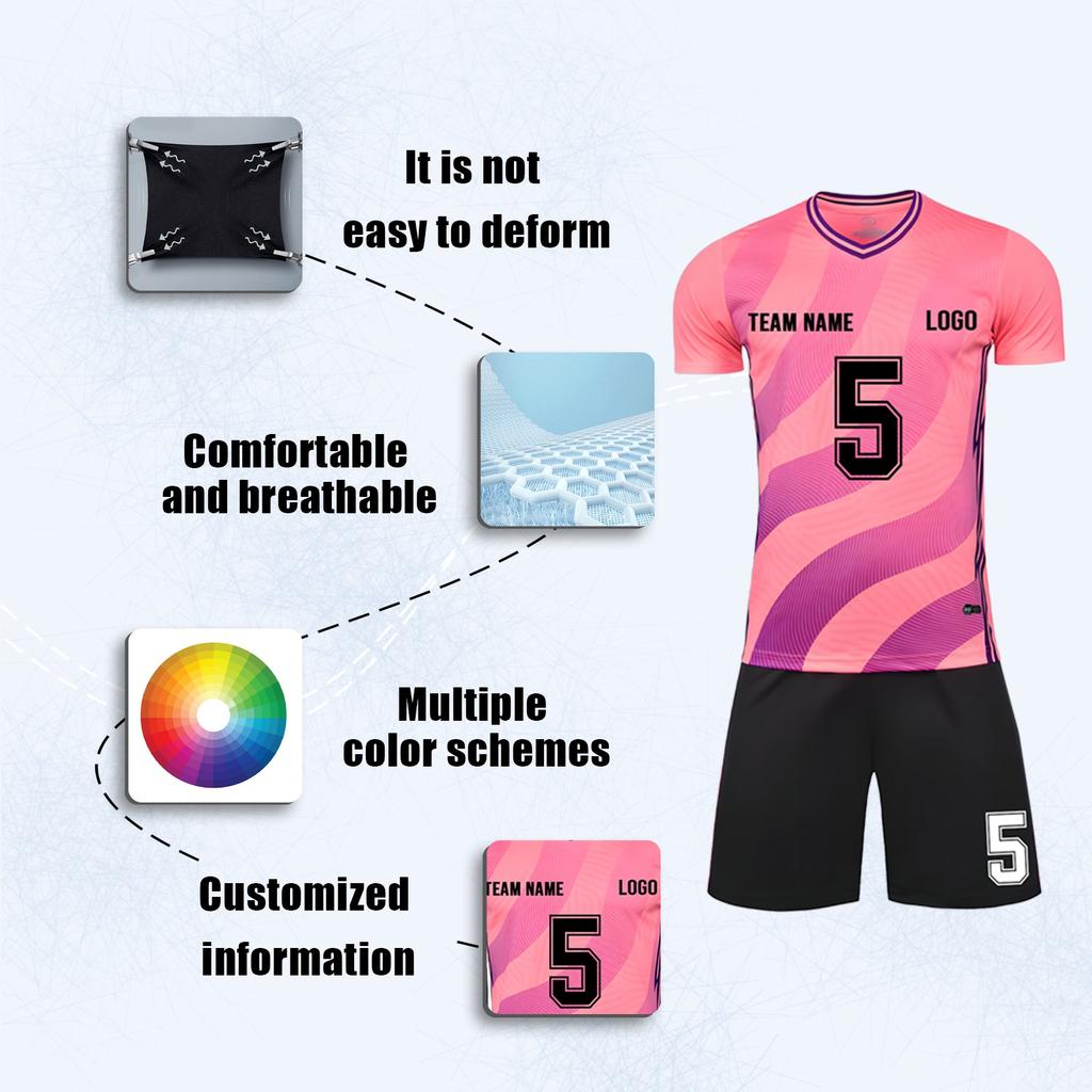 Men Soccer Jersey Set Short Sleeve Quick Dry Sports Uniform with Shorts and Socks for Training Match Teamwear